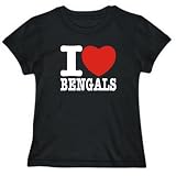 T-Shirt Womens Black  I love Bengals  Cats