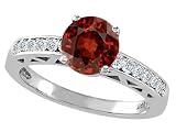 1.31 cttw Genuine Garnet and Diamond Solitaire Engagement Ring LIFETIME WARRANTY