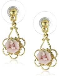 1928 Jewelry Porcelain Rose Gold and Pink Drop Earrings