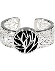 925 Sterling Silver Gen Onyx Hinged Cuff Bracelet