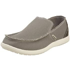 crocs Men's Santa Cruz Slip On Loafter, Canvas Upper, Light, Supportive Crocslite Footbed & Sole