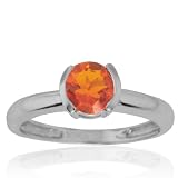 10k White Gold Fire Opal Semi-Bezel Ring