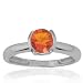 10k White Gold Fire Opal Semi-Bezel Ring, Size 5
