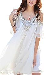 Sexy Chiffon Beaded Off the Shoulder  Shirt  Dress