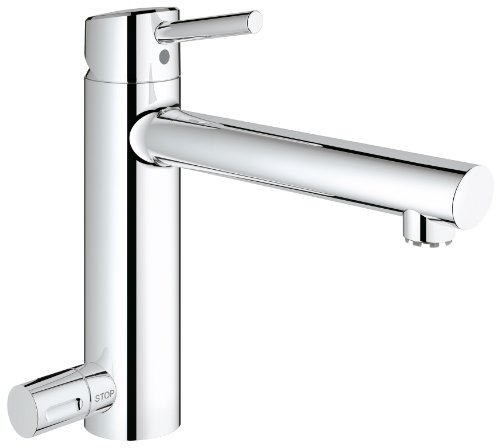 Grohe 31215001 Concetto Einhand-Sp&uuml;ltischbatterie / Mittelhoher Auslauf / Integriertes Ger&auml;teabsperrventil / Niederdruck f&uuml;r offene Warmwasserbereiter