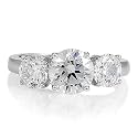 Sterling Silver Ring 3-Stone Round Cubic Zirconia CZ Wedding Ring