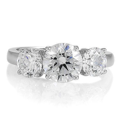 Sterling Silver 3-Stone Round Cubic Zirconia CZ Ring - Nickel Free Engagement Wedding Ring Size 9