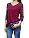 Allegra K Woman Striped Long Raglan Sleeves V Neck Casual Tee Purple XS