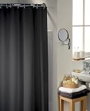 Black Water Repellent Polyester Shower Curtain Including 12 Curtain Rings