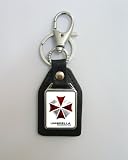 Resident Evil Umbrella Corp Leather Keychain Key Ring