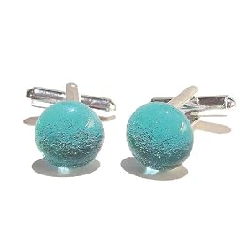 Sea Blue Dichroic Glass Cufflinks