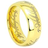 6-8mm Lord of the Ring Tungsten Carbide 14k Gold Band in Sizes 5-13