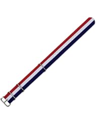 NATO Ballistic Nylon Watch Band - Red, White, & Navy - 18mm