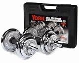 41TYJ9TgrWL._SL160_ 40 Lb. York Chrome Adjustable Dumbbell Plastic Case Set