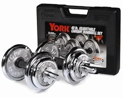 40 Lb. York Chrome Adjustable Dumbbell Plastic Case Set