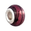 Pandora Style Charm Bead (Z130) Murano Style Lampwork Glass (14mm x 10mm) (fits Troll too) ~ Amethyst Purple with Black Striping