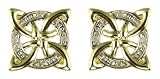 9ct Yellow Gold Ladies Diamond Set Celtic Cross Stud Earrings