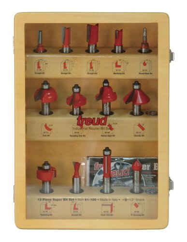 Freud 91-100 13-Piece Super Router Bit Set with 1/2-Inch Shank and Freud's TiCo Hi-Density Carbide