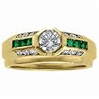 14k White Gold Emerald And Diamond Wedding Ring (Center stone is not included)