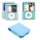 TeckNet MT-085 New IPOD NANO Crystal CASE, MT-086 Blue SILICONE Case and MT-083 Blue Leather Case BRAND NEW -Blue