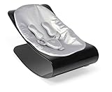 Bloom Coco Plexistyle Baby Lounger with Seat Pad, Black Frame, Pad Lunar Silver (Leatherette)
