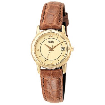 Citizen Women's EU0512-07P Gold-Tone Brown Leather Strap Watch Citizen Women's EU0512-07P Gold-Tone Brown Leather Strap Watch