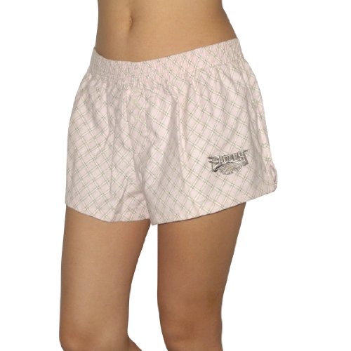 Womens NFL Philadelphia Eagles Plaid Cotton Pajama Lounge Shorts with Embroidered Logo - Pink (Size: XL)