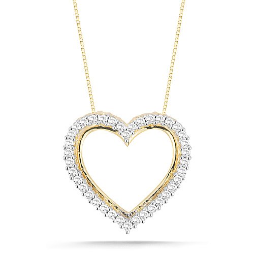 10k Yellow Gold Diamond Heart Pendant (1 10 cttw - I-J Color - I2-I3 Clarity) - 18