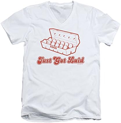 Just Got Laid Eggs Funny Cool Adult V-Neck T-Shirt Tee