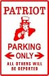 PATRIOT PARKING sign * street UNCLE SAM