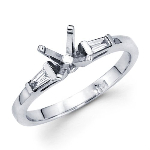 Deals Diamond Engagement Ring 14k White Gold Tapered Baguette (1/3 CTW)