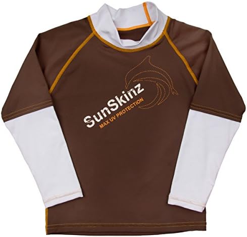Sun Protection Clothing Rash Guard Long Sleeve Girls Boys Child Baby Toddler Kids (Choc. Brown/White, 6)
