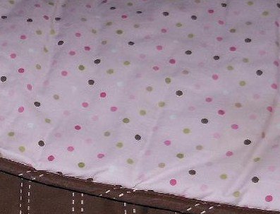 CIRCO Crib Bedding Reversible Bumper POLKA DOTS on PINK & PINK STRIPE on BROWN product image