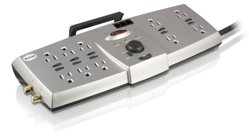 Philips SPP7355WC 10-Outlet Resettable Surge Protector (Silver)