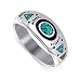 Turquoise Coral Gemstone 9 MM Band Sterling Silver South Western Native American Style Chip inlay Ring