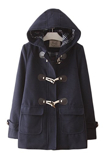 (エスライフ)S-Life レディース コート 冬 ダッフルコート オーバー 保温 防寒 学生 通勤 フード付き かわいい 無地 ウールコート