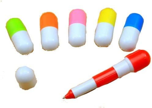 6 Mix Color Lovely Pill Ball Point Ballpoint Scalable Retractable Pen Office NEW