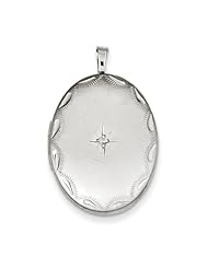 Sterling Silver 26mm with Diamond Star and Border Oval Locket