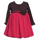 Bonnie Jean Baby/INFANT 12M-24M FUCHSIA-PINK BROWN COLOR BLOCK KNIT BUBBLE SKIRT Special Occasion Girl Party Dress