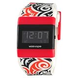 Wize & Ope Unisex WO-TAT-2 Tatoo Digital Black Dial Print Black Strap Red Slide Watch