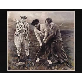 Professionally Framed Three Stooges Moe Larry Curley Golfing Comedy Movie Poster - 13x19 with RichAndFramous Black Wood Frame