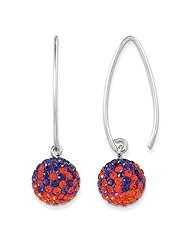 Sterling Silver Swarovski Elements Clemson Spirit Ball Earrings