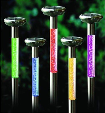 1 Solar Leuchte Bubble mit Farbwechsel und Edelstahl-Fuss