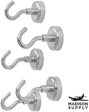 Madison Supply, 25 Pound, Strong Neodymium Magnet Hooks (25 Pound) (5 Pack)