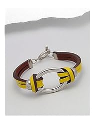 Yellow Leather Bracelet In White Base