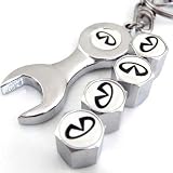 Infiniti White Tire Valve Caps with Wrench Keychain