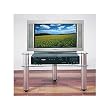 RTA Home and Office Silver Aluminum 24 Inch Wide Glass Plasma, LCD TV Stand