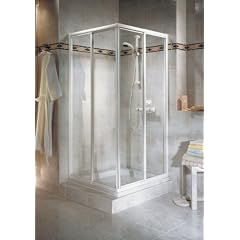 Schulte D6422006 01 500 Eckeinstieg mit Schiebet�ren Alexa, H1850 x B variabel, 3-mm-ESG Echtglas Klar hell inklusive Fixil, alunatur