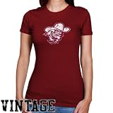 NCAA Eastern Kentucky Colonels Ladies Scarlet Distressed Logo Vintage Slim Fit T-shirt