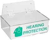 Brady 2019L 3 Height, 9 Width, 6 Depth, Acrylic, Green On Clear Color Compact Ear Plug Dispenser With Cover, Legend Hearing Protection (With Picto)